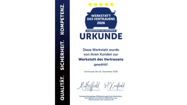 Werkstatt des Vertrauens 2026 - Urkunde