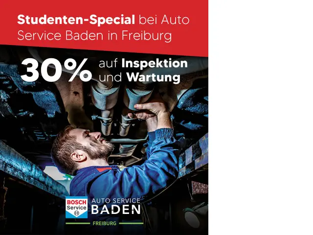 30 % Studenten-Special auf Inspektion und Wartung bei Auto Service Baden in Freibung