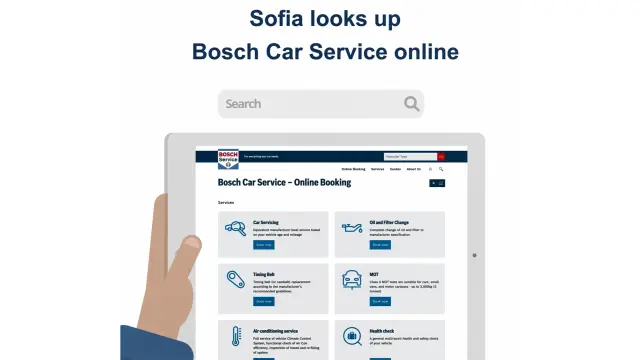 Sofia looks up Bosch Car Service online